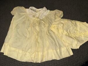 VTG HoneySuckle Baby Dress Yellow + Fabric Diaper Reusable 9 months sears